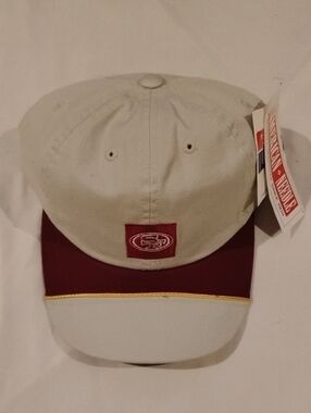 American Needle 90s Beige and Maroon Cap with Gold Trim